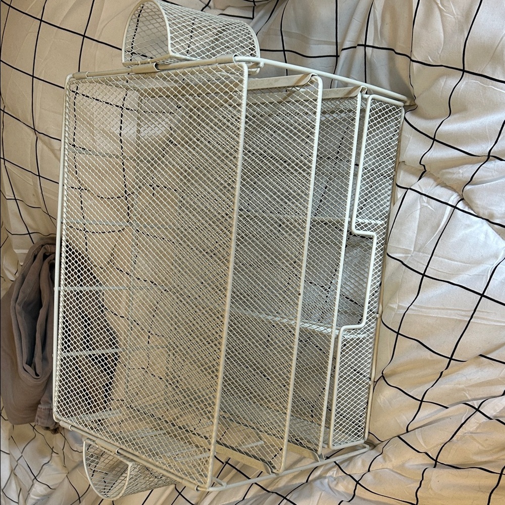 White Metal Mesh Storage Basket desk organizer